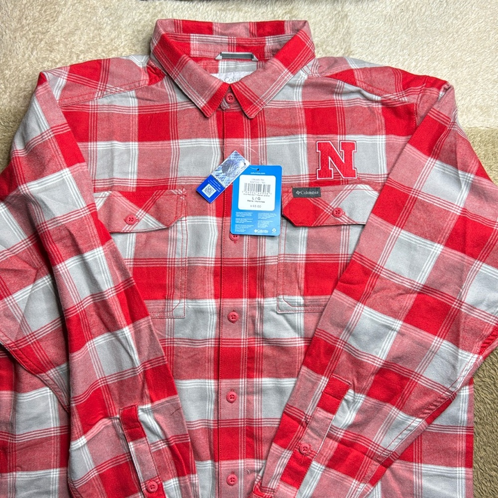 Columbia college team flannel/plaid shirt Red/Grey size L
